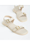 Beige Double Buckle Detailed Women's Sandals - 4