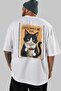 100 Cats for Cat Lovers Printed White Oversize T-Shirt 100% Cotton Unisex Cat Lover Premium Design - 5
