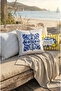 Ciao Patterned Limoncello Porcelain Detailed Square Throw Pillow Cover 43 X 43 cm Double-Sided Throw Pillow Cover - 3