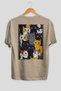For the Love of Cats 27 Cats Printed Beige Oversize T-Shirt 100% Cotton Unisex Cat Lover Premium Design