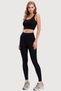 Women's Ribbed High Waist Gathering Sports Leggings & Bustier Two-Piece Set - 3