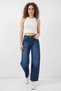 Women's High Waist Denim Navy Blue Trousers