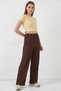 Women's High Waist Textured Brown Trousers - 6