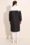 Women's Shirt Collar Plush Detailed Oversize Quilted Patterned White Coat - 7