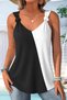 New Season Women's Strappy V-Neck Double Color Strappy Wrap Blouse with Lace-Up Detail - 2