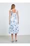 Blue Floral Square Neck Cami Midi Dress - 5