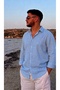 Men's Baby Blue Easy-Iron 100% Cotton Linen-Look Breathable Anti-Sweat - 2