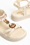 Alessi Women's Beige Buckle Comfortable Sole Daily Sandals - 3