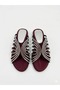 Women's Burgundy Stone Flat Sole Slippers Lusina - 3