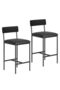 Set of 2 Bar Stools, Counter-High Padded Bar Stools with Backrest and Footrest, Kitchen Island Bar Stools, Bar Counter, Easy to Assemble, Black - 2
