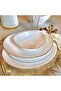 34 Pcs Dinnerware Set Gold line Opal Glassware Microwave safe, Dishwasher safe, Heat Resistance 8 Dinner plate, 8 Soup plate, 8 Dessert plate, 8 Bowl,1 Large Bowl, 1 Oval Plate - 3