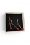 Heart Chain Steel Pomegranate Necklace Earring Jewelry Set - Special Design Blessings Set with Gold Color Pomegranate Endpieces - 2