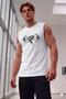 Men's Black - White 2-Piece Sleeveless Dumbbell Print Tank Top Tshirt - 3