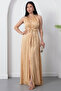 Halter Neck Front Tie Satin Dress K-251656 - 2