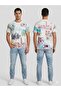 Patterned Riviera Crew Neck T-Shirt M4Gi54K9Rm1 - 4