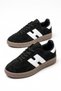 Women's Black Suede Patterned Lace-Up Retro Casual Walking Sneaker Sports Shoes Te03