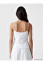 White U-Neck Rope Strap Women's Tank Top - 4