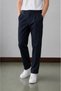 Men's Comfortable Fit Old Money Pleated Cotton Trousers Navy Blue 6001Dngr
