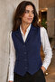 Women's Navy Blue Classic Fabric Vest - Jacket Collar Buttoned Slim Fit Vest - 2