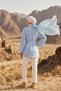 Baby Blue 100% Cotton Women's Hijab Kimono with Pockets and Belt - 6