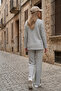 Women's Zippered High-Neck Blouse and Pants Set - 6