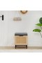 Rattan Shoe Bench with Storage – Padded Seat – Hinged Lid – Organizer Chest for Shoes and Toys – Perfect for Small Spaces – Black + Oak - 2