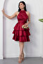 Halter Neck Layered Satin Dress Drp565 - 3