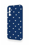 Samsung A34 Compatible Mini White Heart Navy Blue Patterned Silicone Case - 4