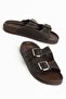 Betty Women's Brown Rubber Double Buckle Poly Sole Slippers - 2