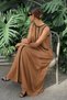 Women's Off the Shoulders Slim Striped Detail Long Viscose Dress - 2