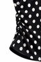 1004 Women's Cotton Square Neck Polka Dot Side Gather Detailed Crop T-Shirt Blouse Black - 2