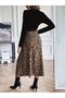Women's Long Sleeve Crew Neck Imported Crepe Blouse Bottom Patterned Modal Midi Dress - 4