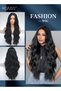 Long Wavy Black Wig Middle Part Natural Soft Synthetic Heat Resistant Hair for Women Wedding Cosplay Party Daily Wear (80cm,Black)