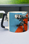 كوب سيراميك فاخر مطبوع عليه Team Fortress (قطعة واحدة) بمقبض أسود خاص بمقبض مموج V4D