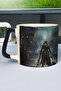 كوب فاخر من السيراميك مطبوع عليه Bloodborne (قطعة واحدة) بمقبض أسود خاص بمقبض مموج V4D