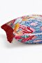 Parrot and Tile Vase Patterned Fringed Throw Pillow Cover - Pink Pillowcase with Red Tassels - 6