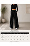 Triple Black Gray Navy Blue Women's Wide Leg Sweatpants - 5