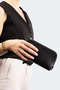 Unisex Black Genuine Calfskin Clutch Bag with Wrist Strap and Hand Grip - 4