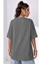 Women's oversized casual t-shirt - basic plain unprinted grey - 6
