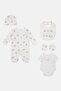 Toddlers Boy 5 Pcs Allover Print Bodysuit And Bib Set, Multicolor - 2