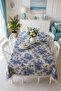 French Country Patterned Tasseled Duck Fabric Tablecloth - 3