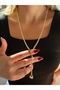 Gold Women's Y Model Necklace with Elevator Design - 2
