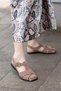 Asy-1459 Genuine Leather Cross-Strapped Ankle Buckle Flat Heeled Women's Sandals Mink - 3