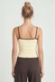 Contrast Striped Strappy Knitted Tank Top Lub0373 Yellow Brown - 8