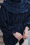 Women's Collar Ruffle Detailed Waist Tie Tunic Navy Blue - 5