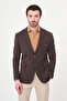 Straight Slim Fit Men's Jacket with Pockets and Snap Fasteners Brown - 41498.26Y - 4