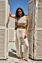 Debra Modal Blend Camisole Pants Flowy Pajama Bottoms - Ecru - 2