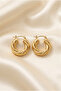 Gold Color Thick Twisted Hoop Steel Earrings