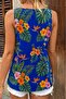 New Season Floral Patterned Strappy V-Neck Lace Single Jersey Blouse 73083 - 2