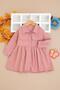 Girl's Long Sleeve Buttoned Dress 1549- Salmon - 4